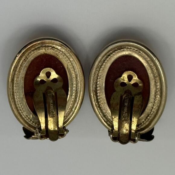 Fashion Leaf Synthetic Amber Stone Clip-On Earrings - Picture 2 of 5